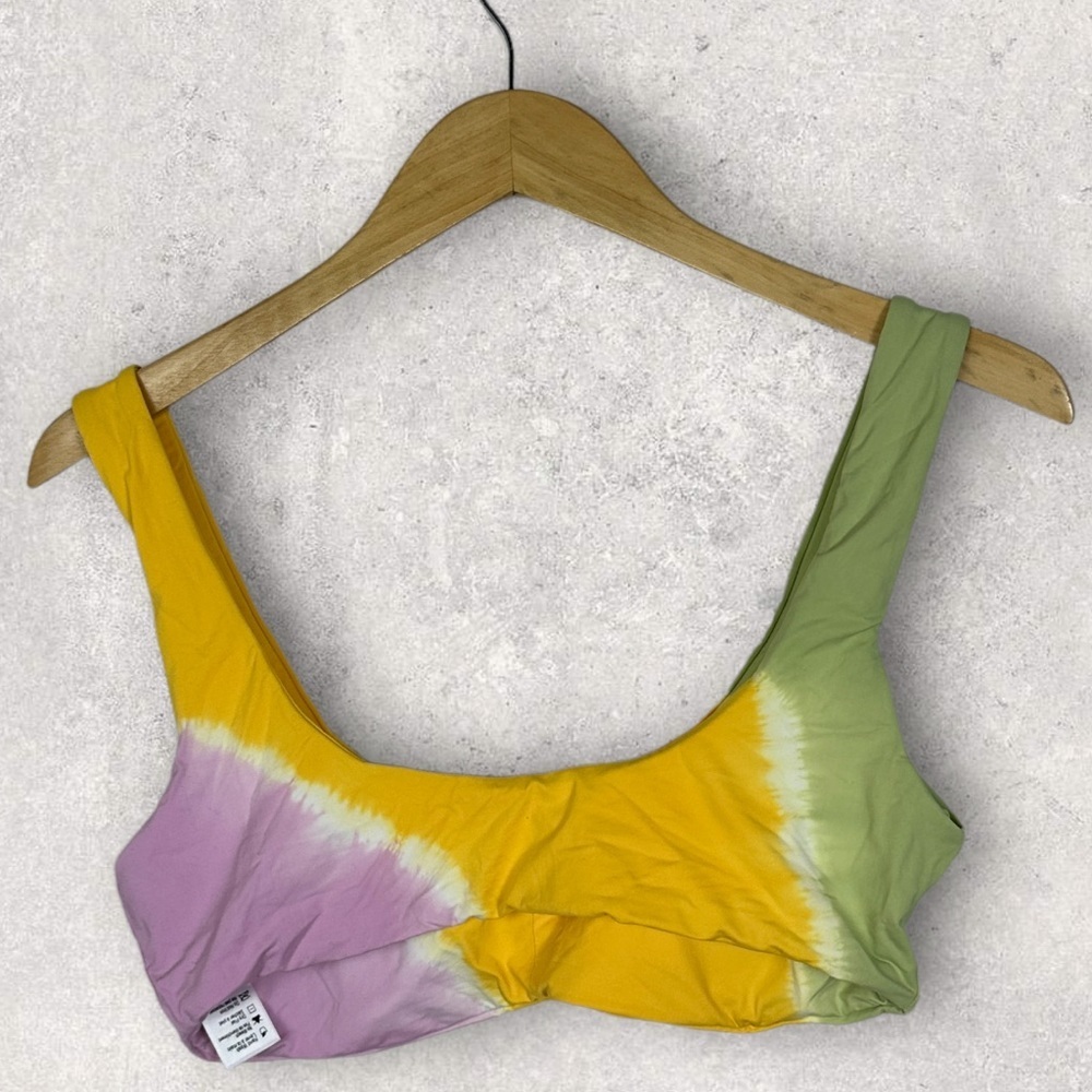 NEW Anthropologie L*Space Lizzie Tie‎ Dye Bikini Top Size XL Groovy Square Neck - Picture 7 of 10